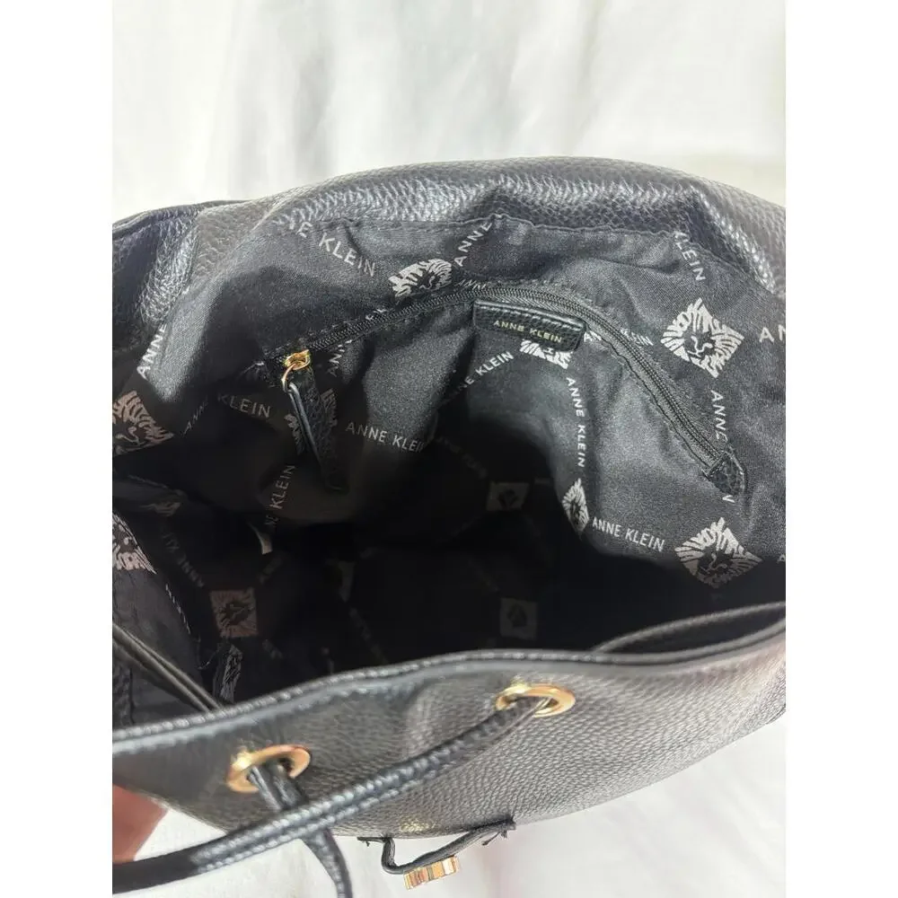 ANNE KLEIN Faux Leather Backpack Daypack Shoulder Bag Handbag Expandable Black - Picture 4 of 6